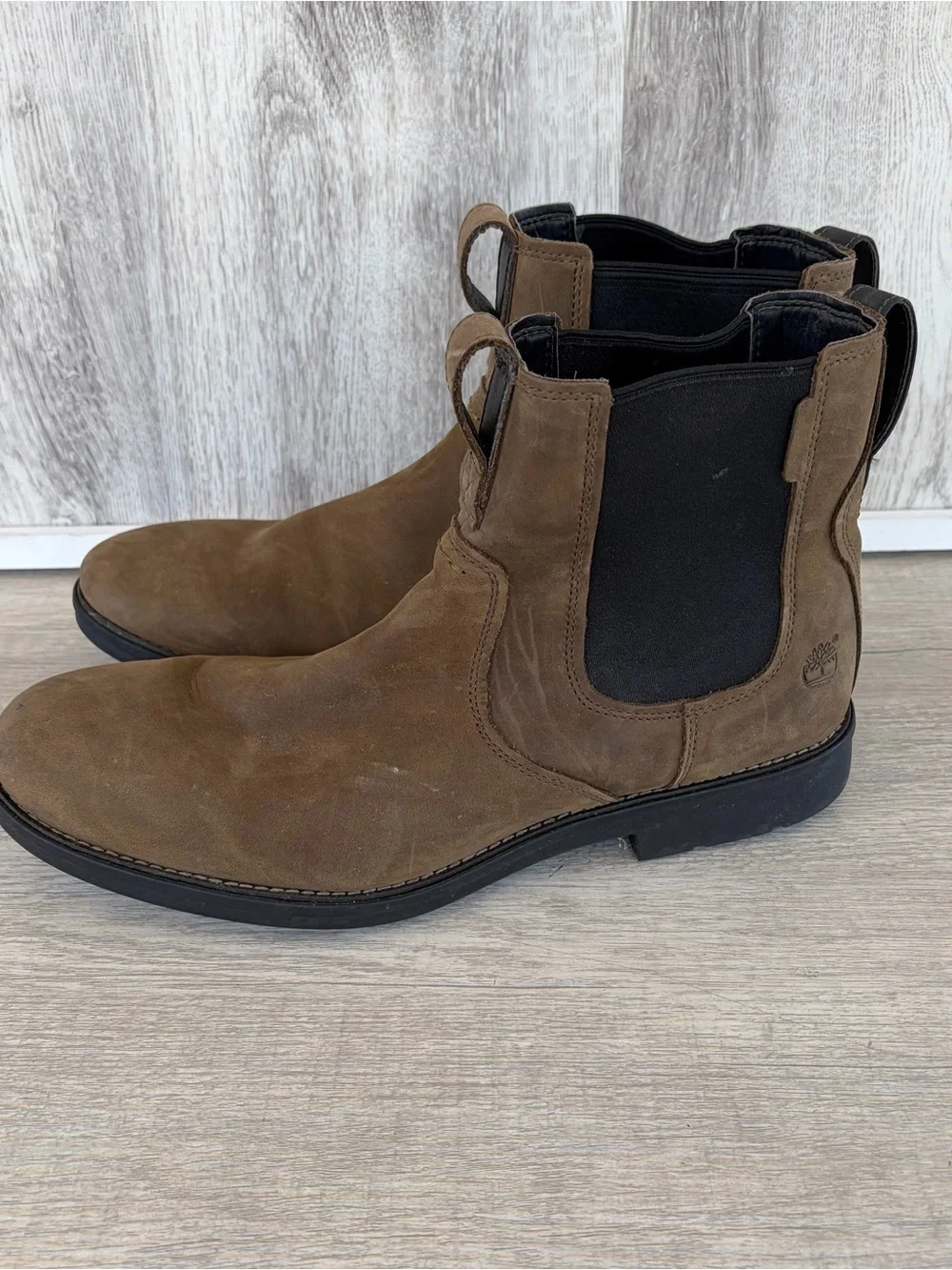 Timberland Stormbucks Chelsea Boots Mens 13 Brown Nubuck Leather Western EUC